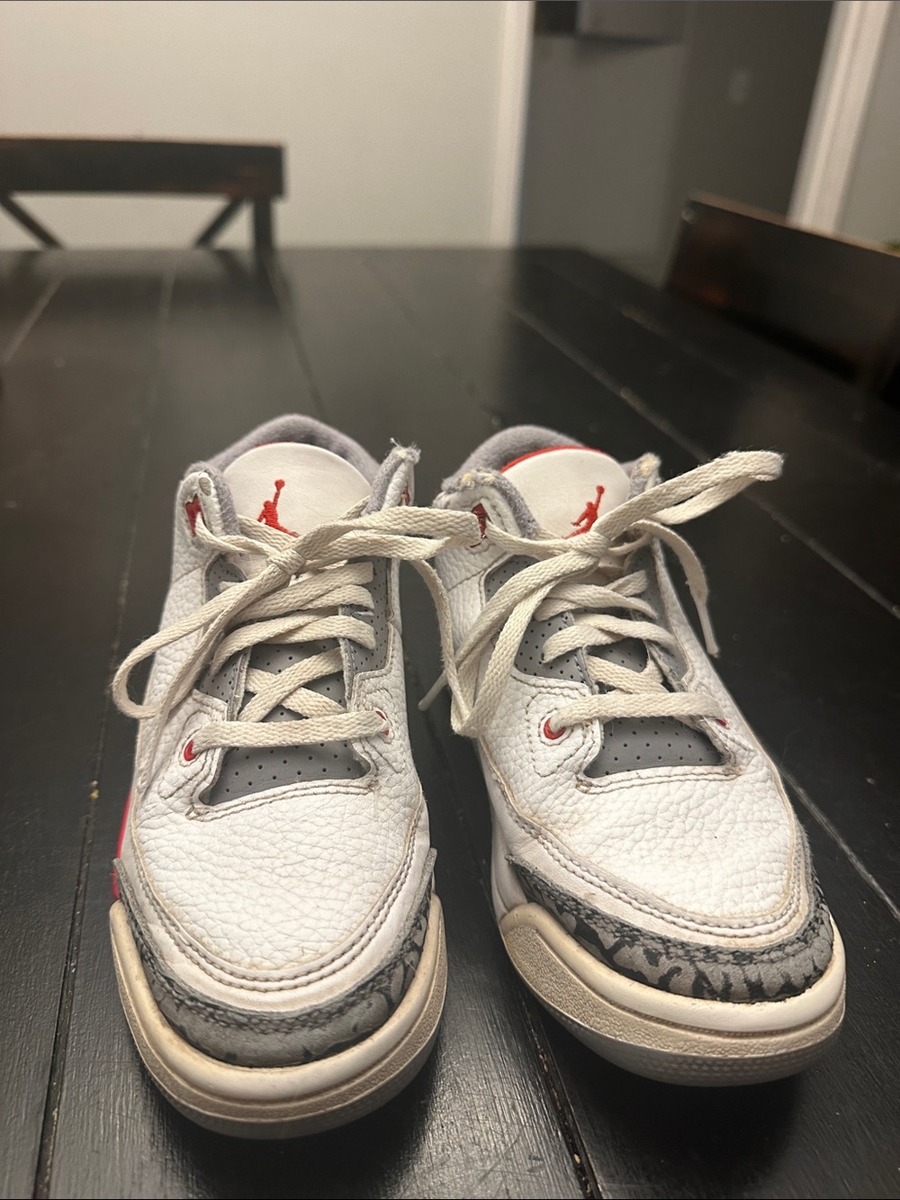 Jordan Kids' White and Red Retro-Style Basketball Sneakers